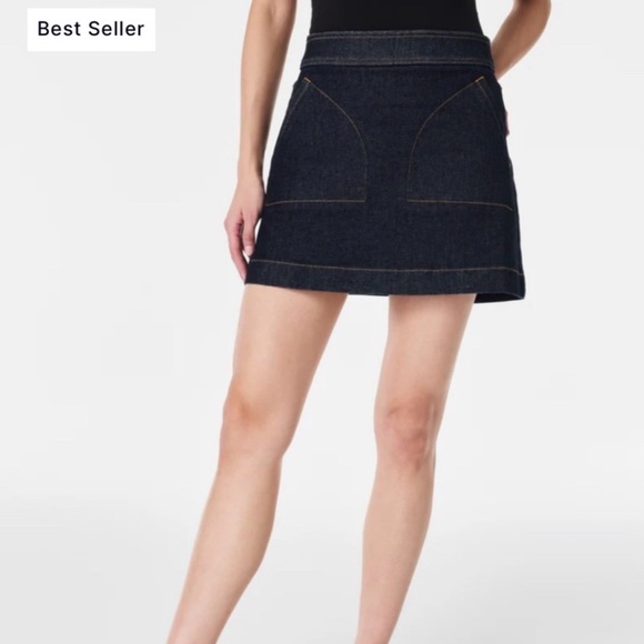 SPANX Raw Indigo Denim Mini Skirt - Picture 4 of 9